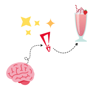 illustration of dopamine in the brain reacting to a milkshake