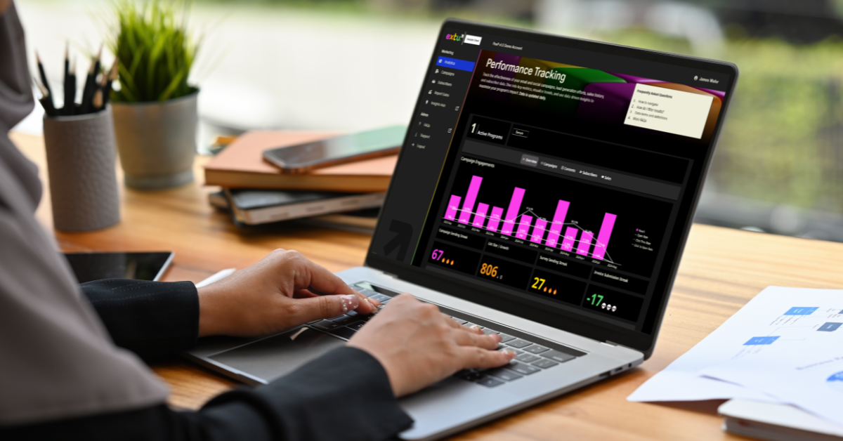 Example of a B2B loyalty program in a laptop screen being used.