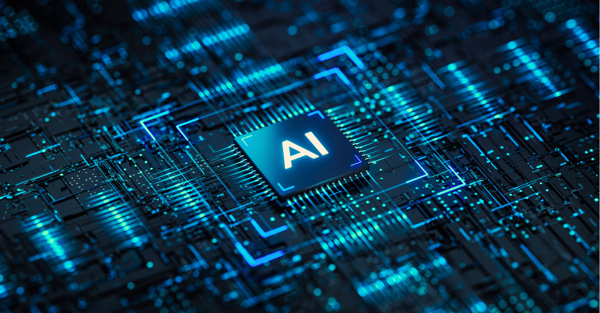 Imagine of abstract chip labeled "AI" - AI in channel programs